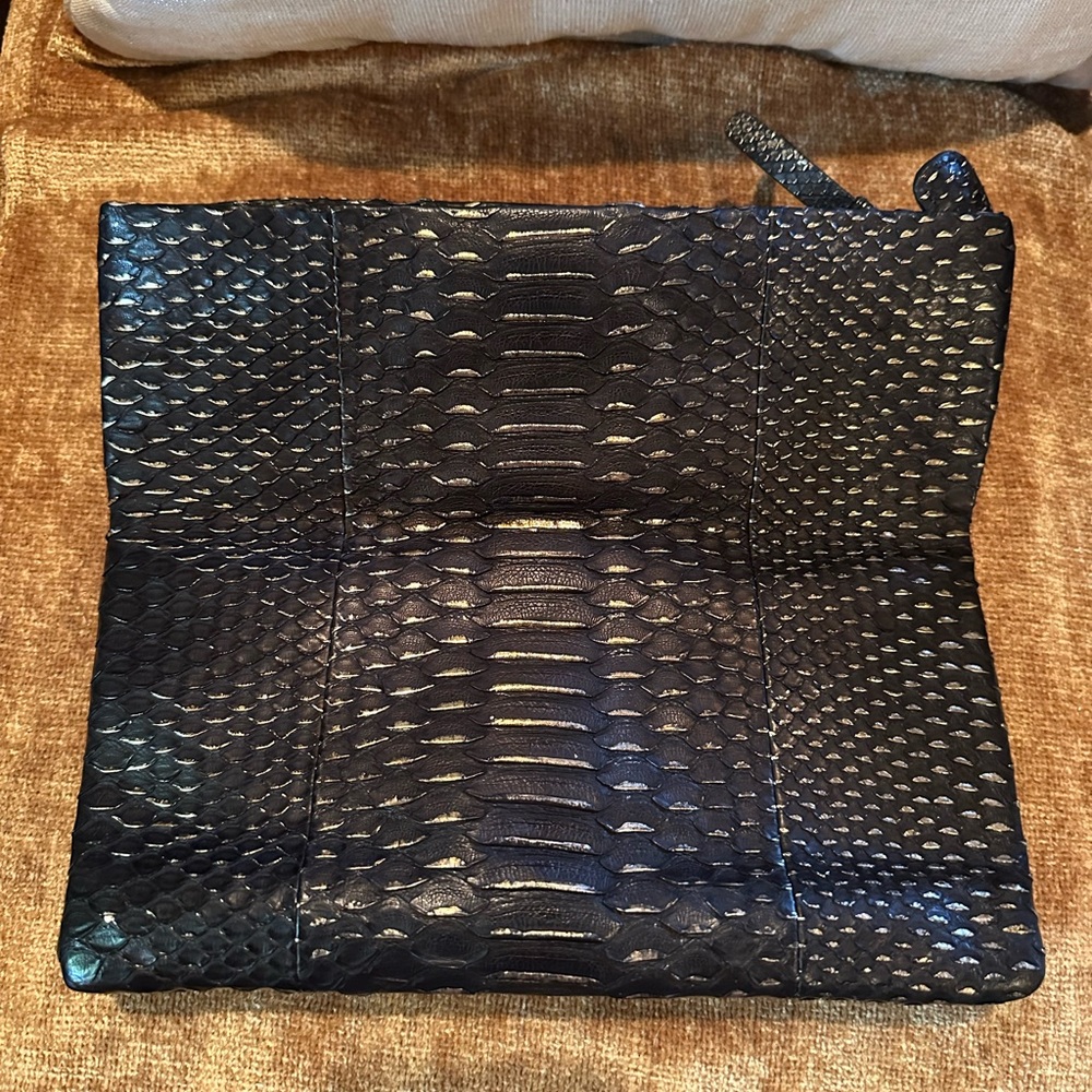 Stunning Roberto Cavalli Black Python Clutch - image 8